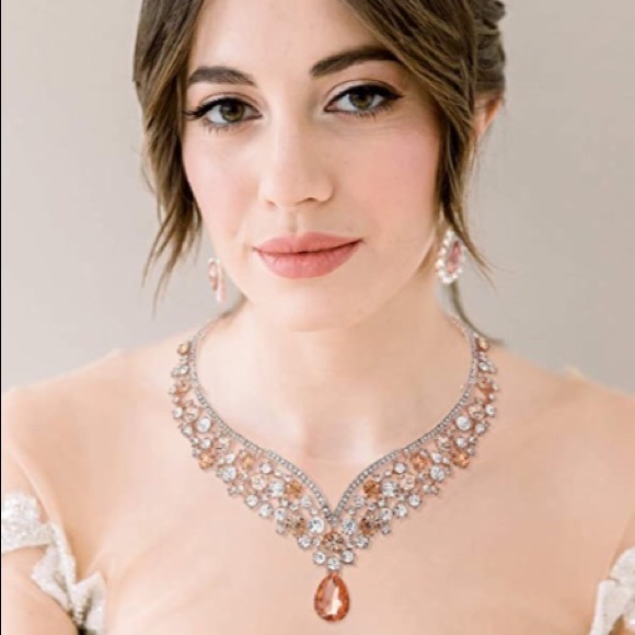 3pc diamond rhinestone rose gold tiara set